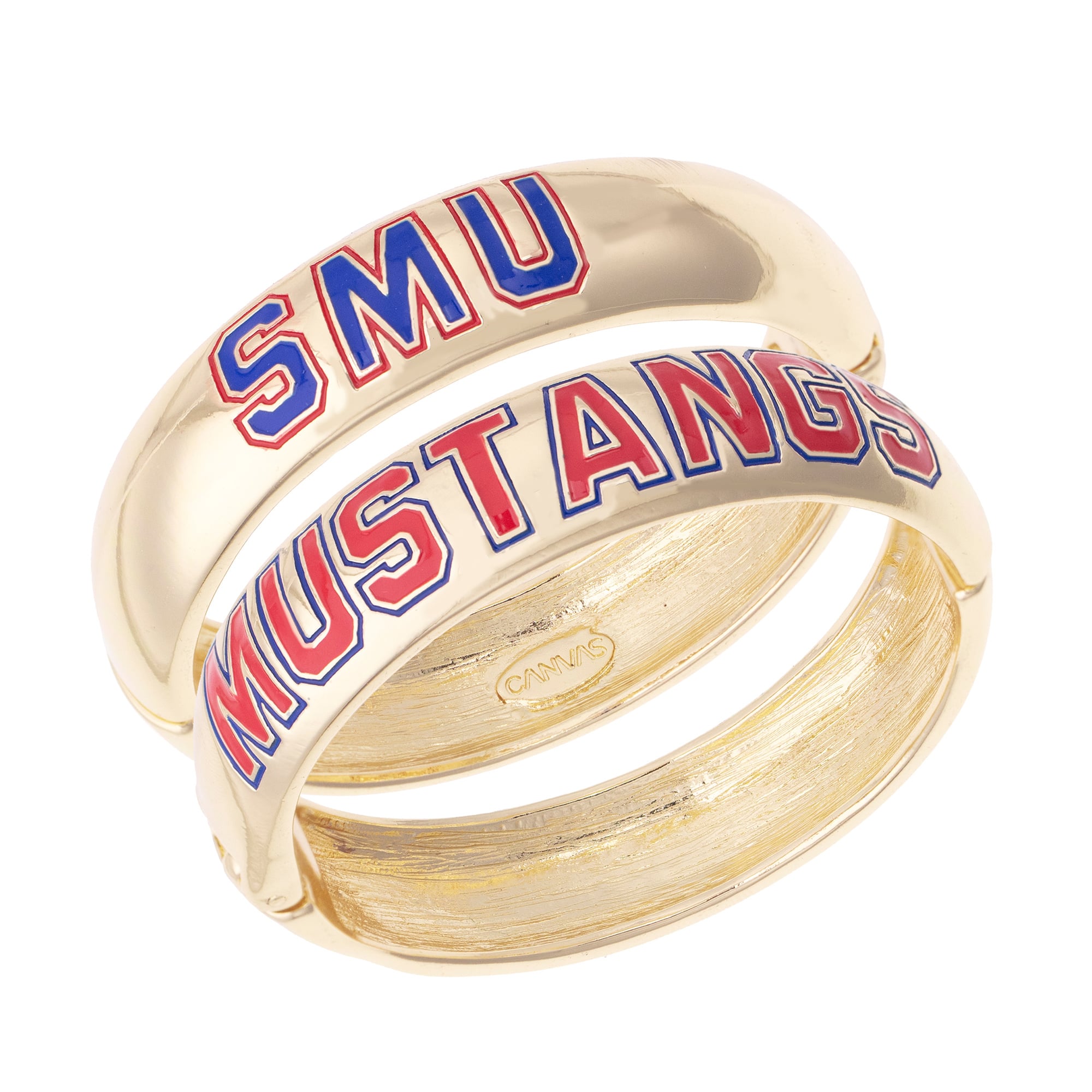 Women's CANVAS Style SMU Mustangs Chunky Hinge Bangle Two-Piece Set