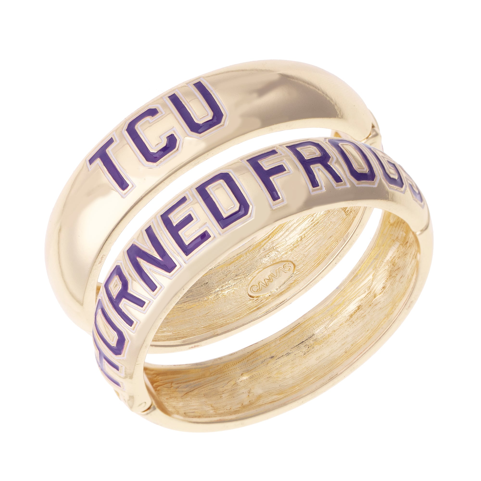 Women's CANVAS Style TCU Horned Frogs Chunky Hinge Bangle Two-Piece Set