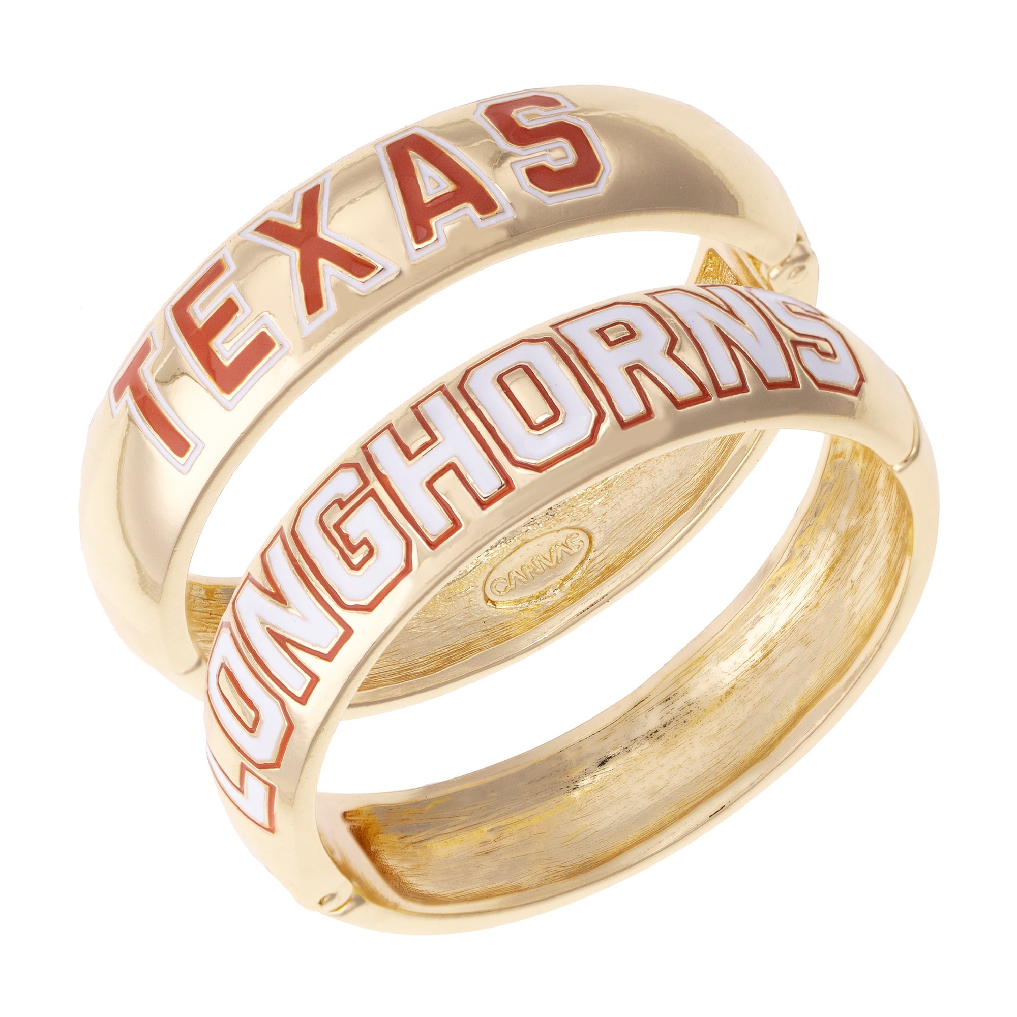 Women's CANVAS Style Texas Longhorns Chunky Hinge Bangle Two-Piece Set