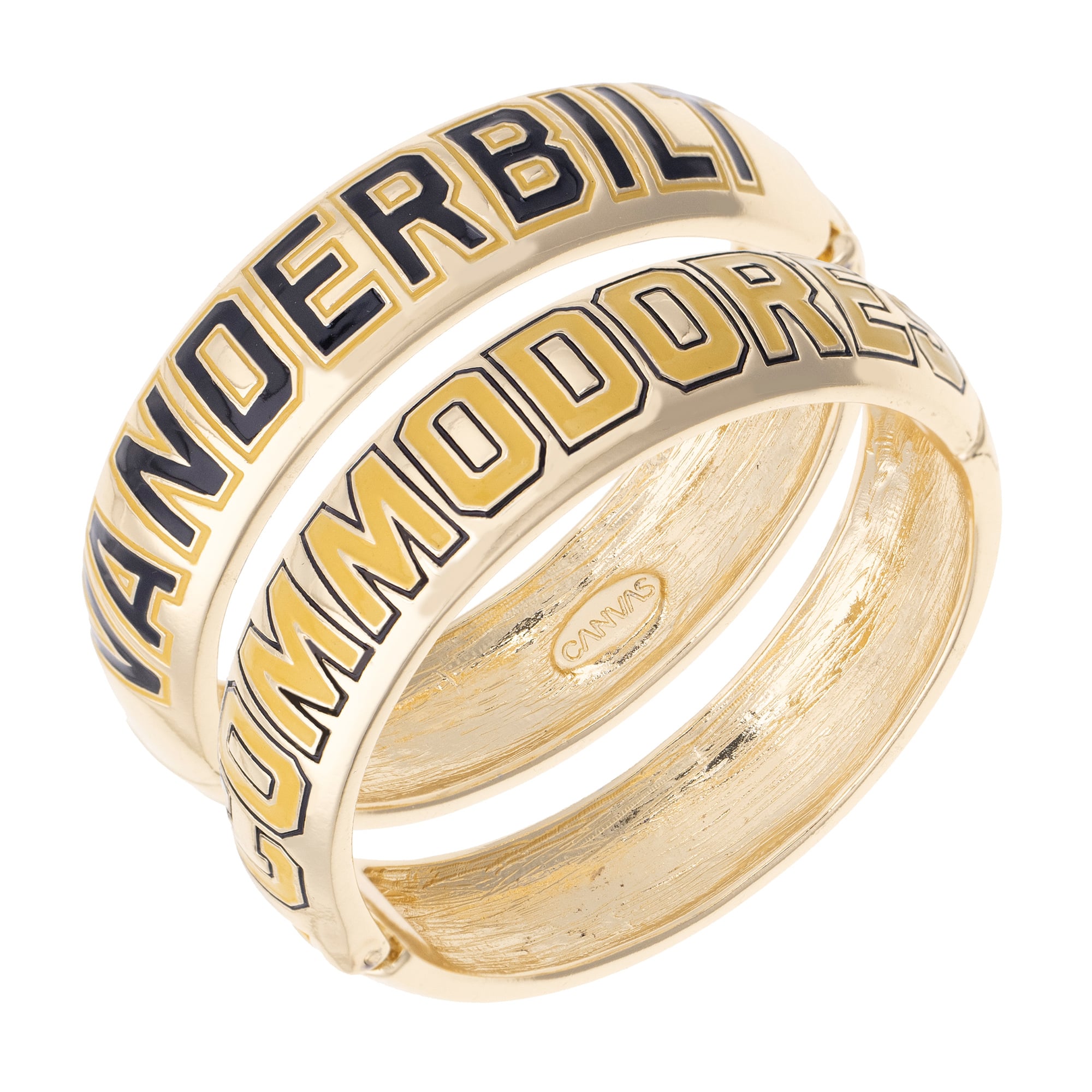 Women's CANVAS Style Vanderbilt Commodores Chunky Hinge Bangle Two-Piece Set