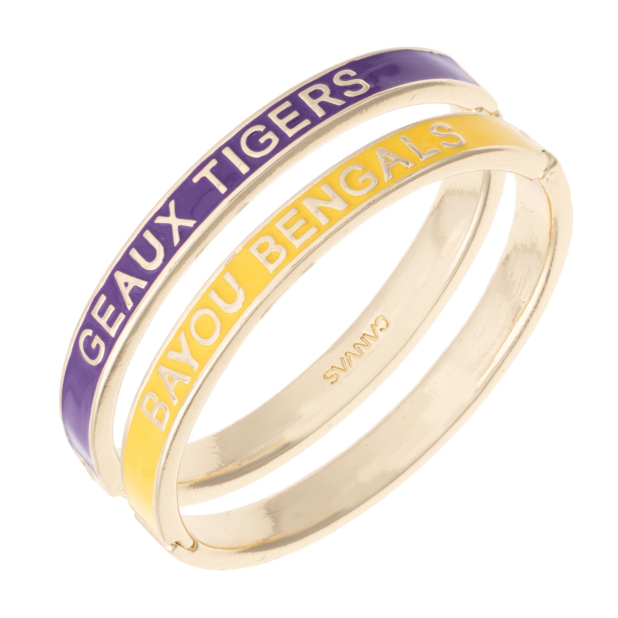 Women's CANVAS Style LSU Tigers Skinny Hinge Bangle Two-Piece Set