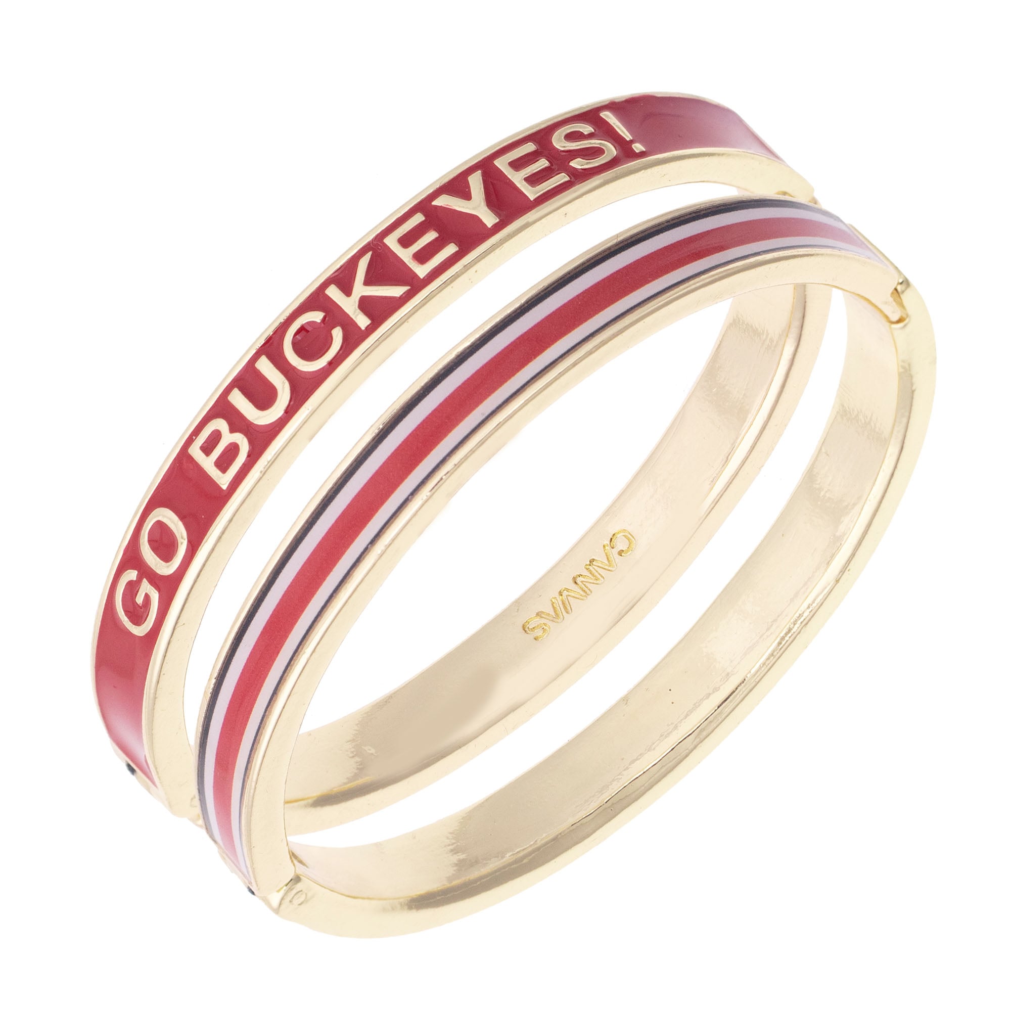 Women's CANVAS Style Ohio State Buckeyes Skinny Hinge Bangle Two-Piece Set