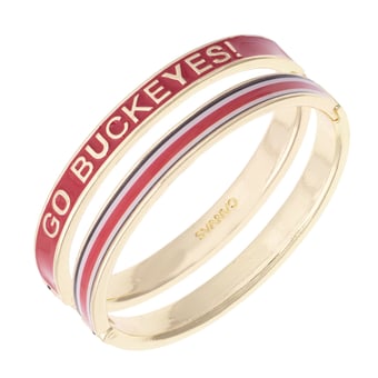 Women's CANVAS Style Ohio State Buckeyes Skinny Hinge Bangle Two-Piece Set