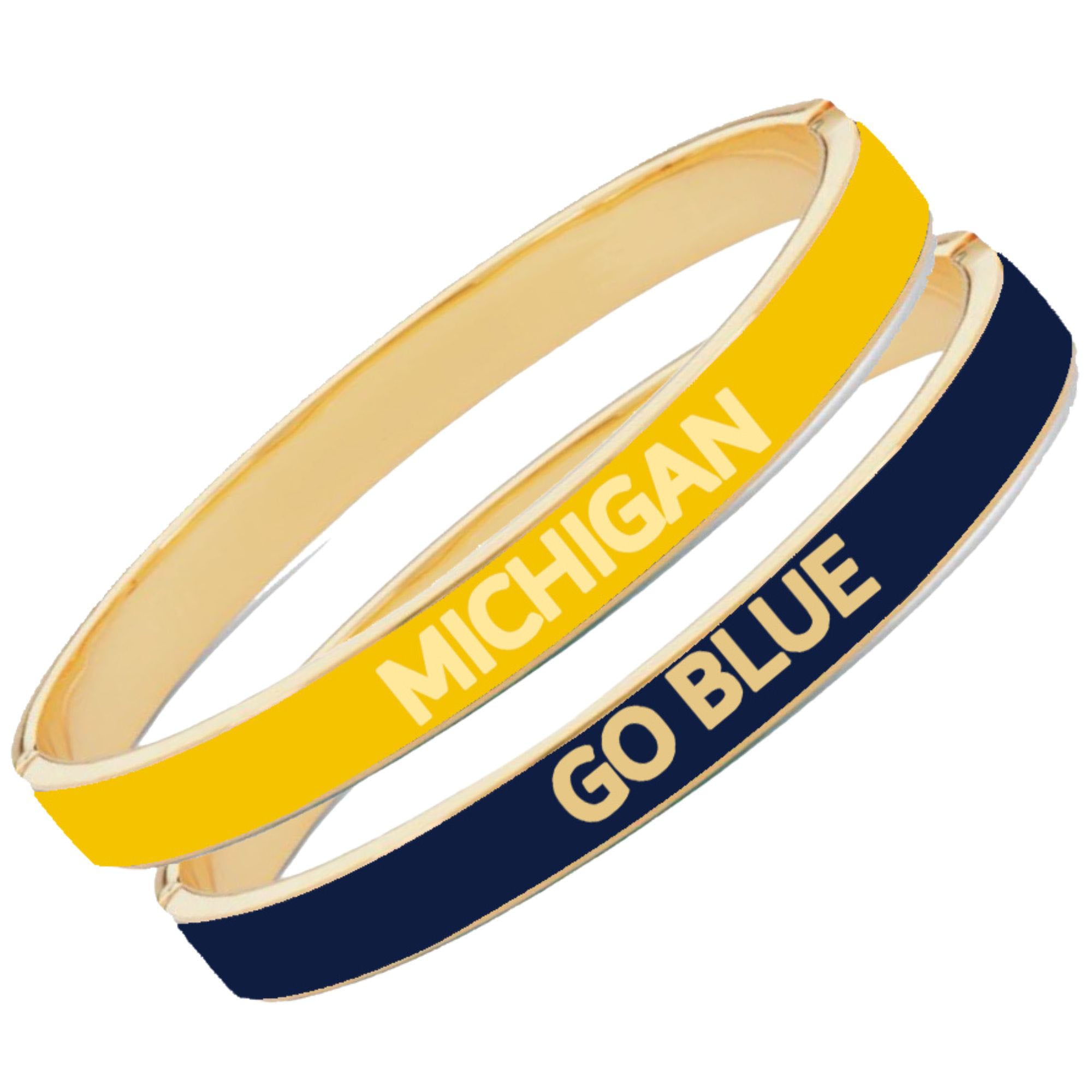 Women's CANVAS Style Michigan Wolverines Skinny Hinge Bangle Two-Piece Set