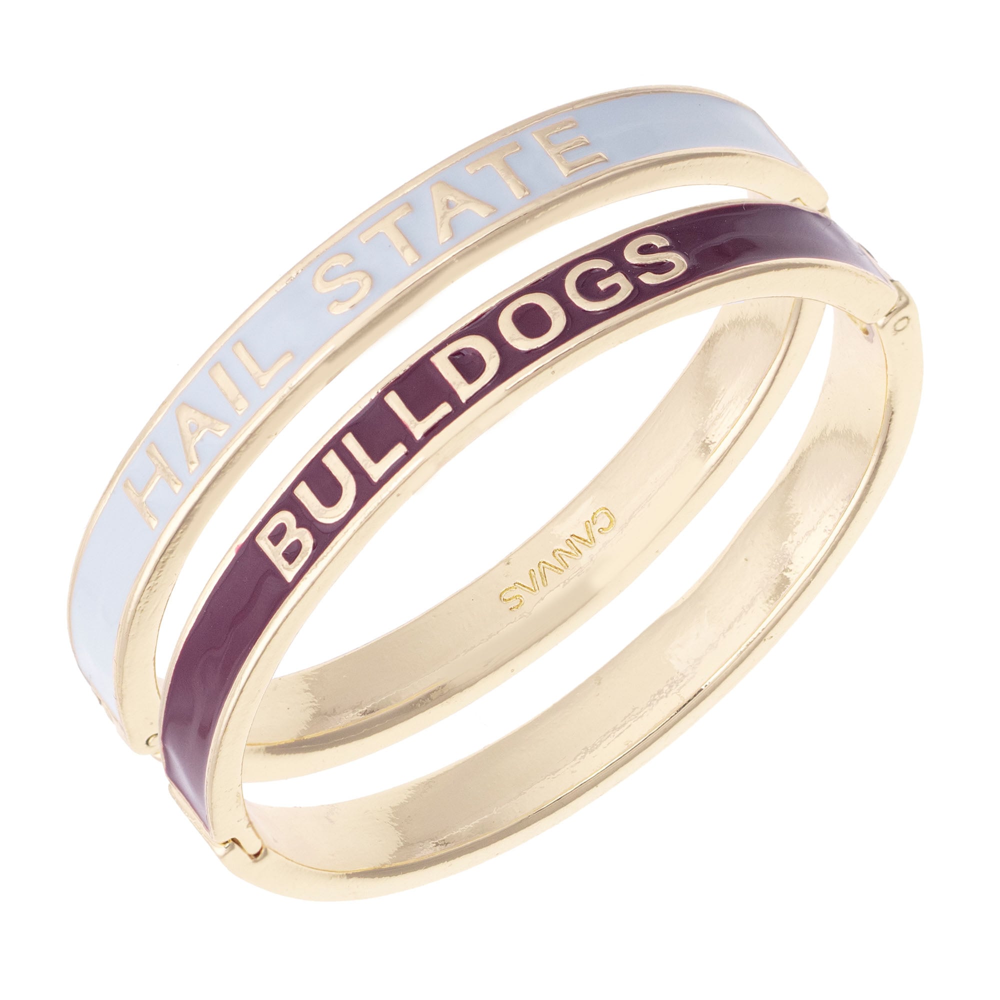Women's CANVAS Style Mississippi State Bulldogs Skinny Hinge Bangle Two-Piece Set