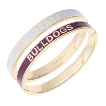 Women's CANVAS Style Mississippi State Bulldogs Skinny Hinge Bangle Two-Piece Set