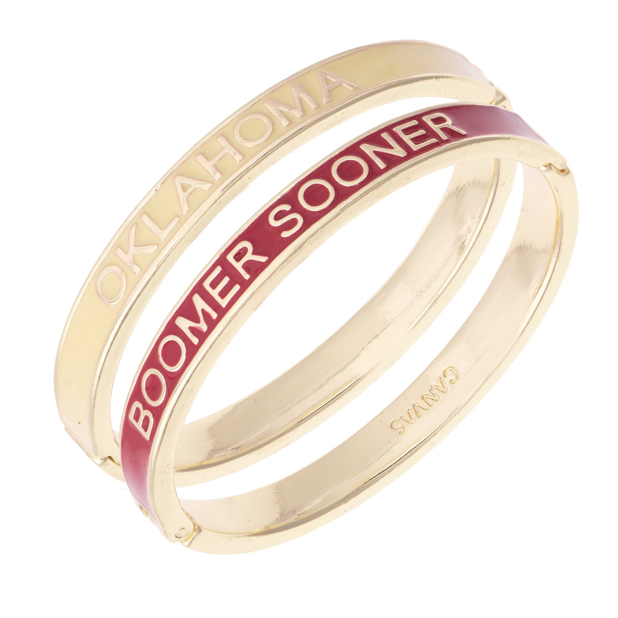 Women's CANVAS Style Oklahoma Sooners Skinny Hinge Bangle Two-Piece Set