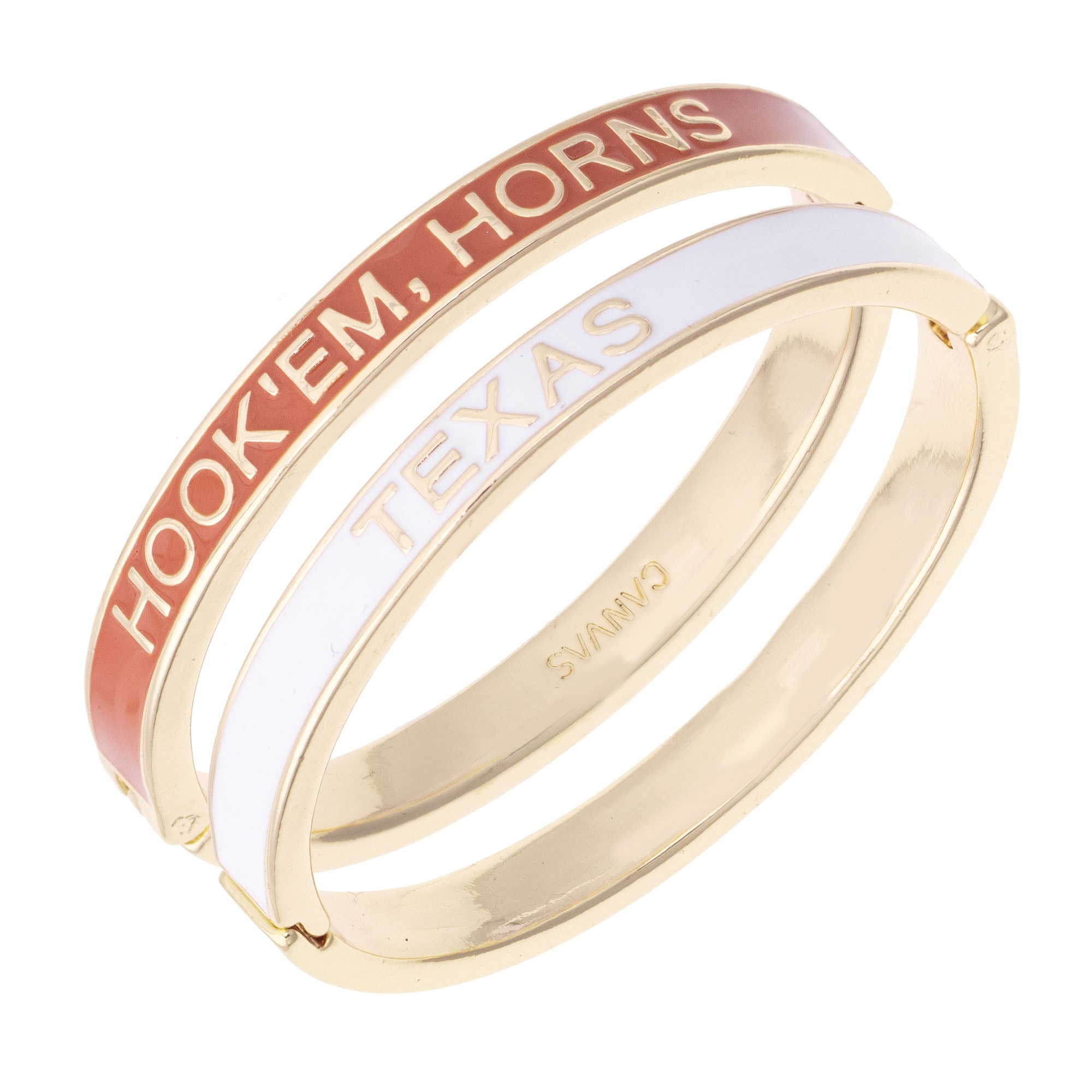 Women's CANVAS Style Texas Longhorns Skinny Hinge Bangle Two-Piece Set