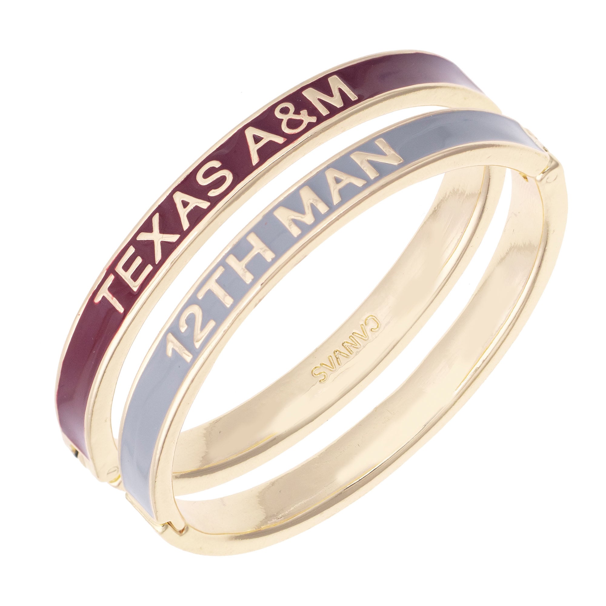 Women's CANVAS Style Texas A&M Aggies Skinny Hinge Bangle Two-Piece Set