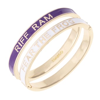 Women's CANVAS Style TCU Horned Frogs Skinny Hinge Bangle Two-Piece Set