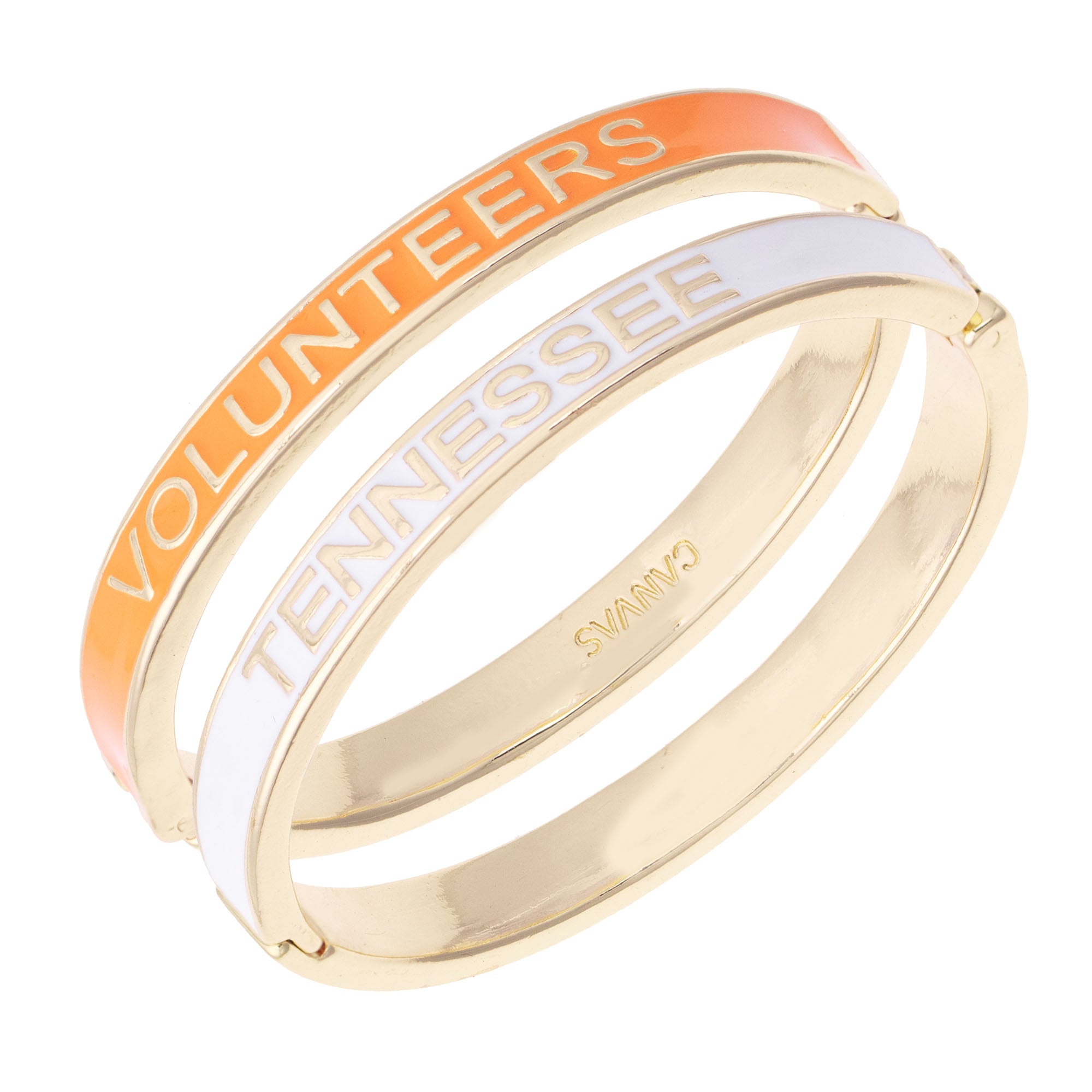 Women's CANVAS Style Tennessee Volunteers Skinny Hinge Bangle Two-Piece Set