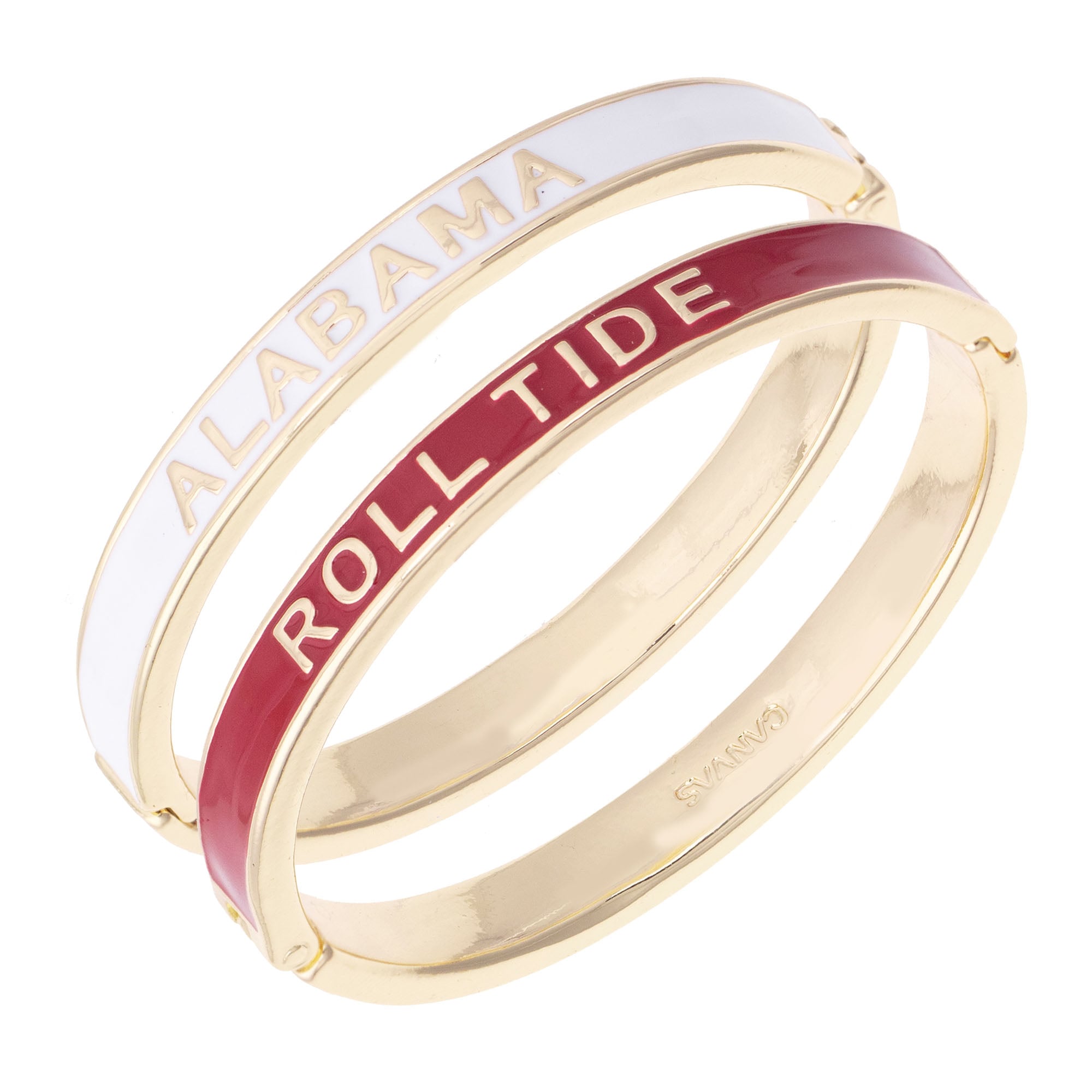 Women's CANVAS Style Alabama Crimson Tide Skinny Hinge Bangle Two-Piece Set