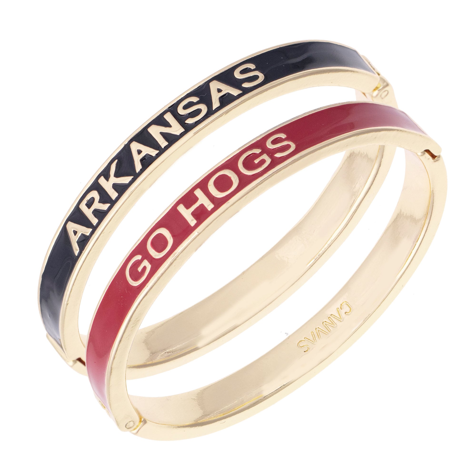 Women's CANVAS Style Arkansas Razorbacks Skinny Hinge Bangle Two-Piece Set