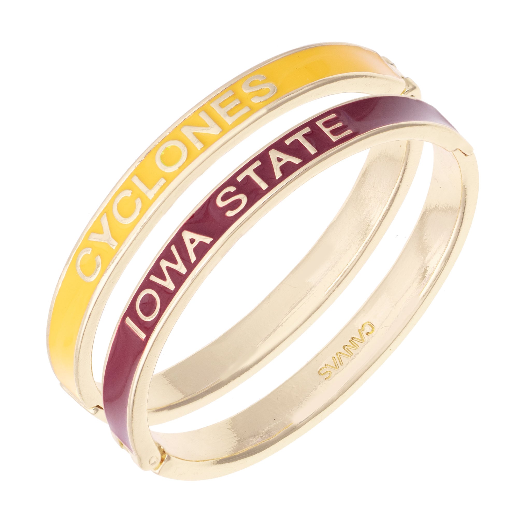 Women's CANVAS Style Iowa State Cyclones Skinny Hinge Bangle Two-Piece Set