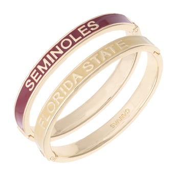 Women's CANVAS Style Florida State Seminoles Skinny Hinge Bangle Two-Piece Set