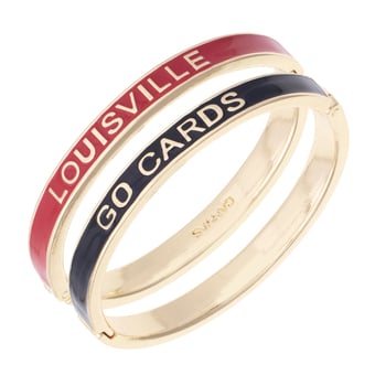 Women's CANVAS Style Louisville Cardinals Skinny Hinge Bangle Two-Piece Set