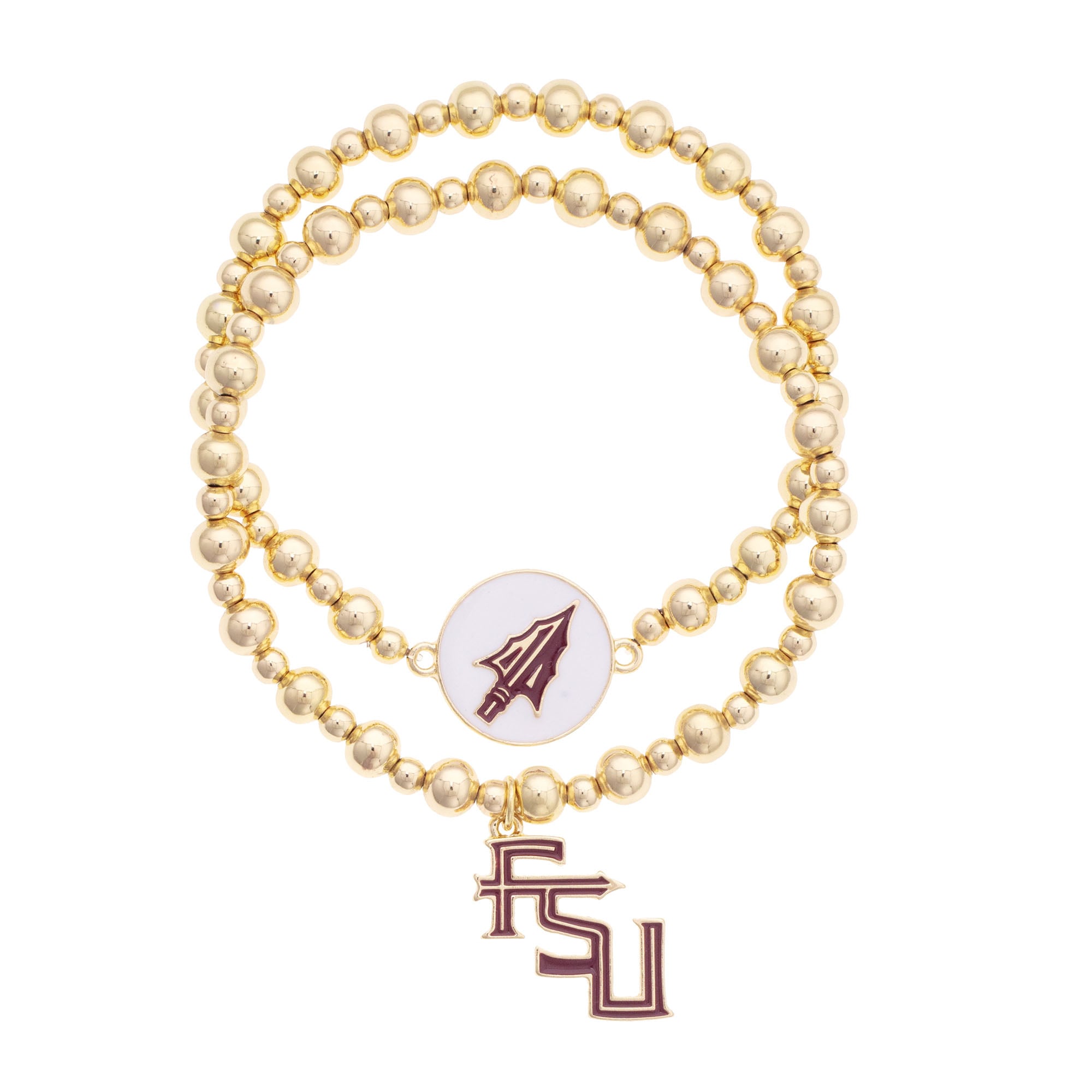 CANVAS Style Florida State Seminoles Stretch Ball Bead Bracelet Set of Two