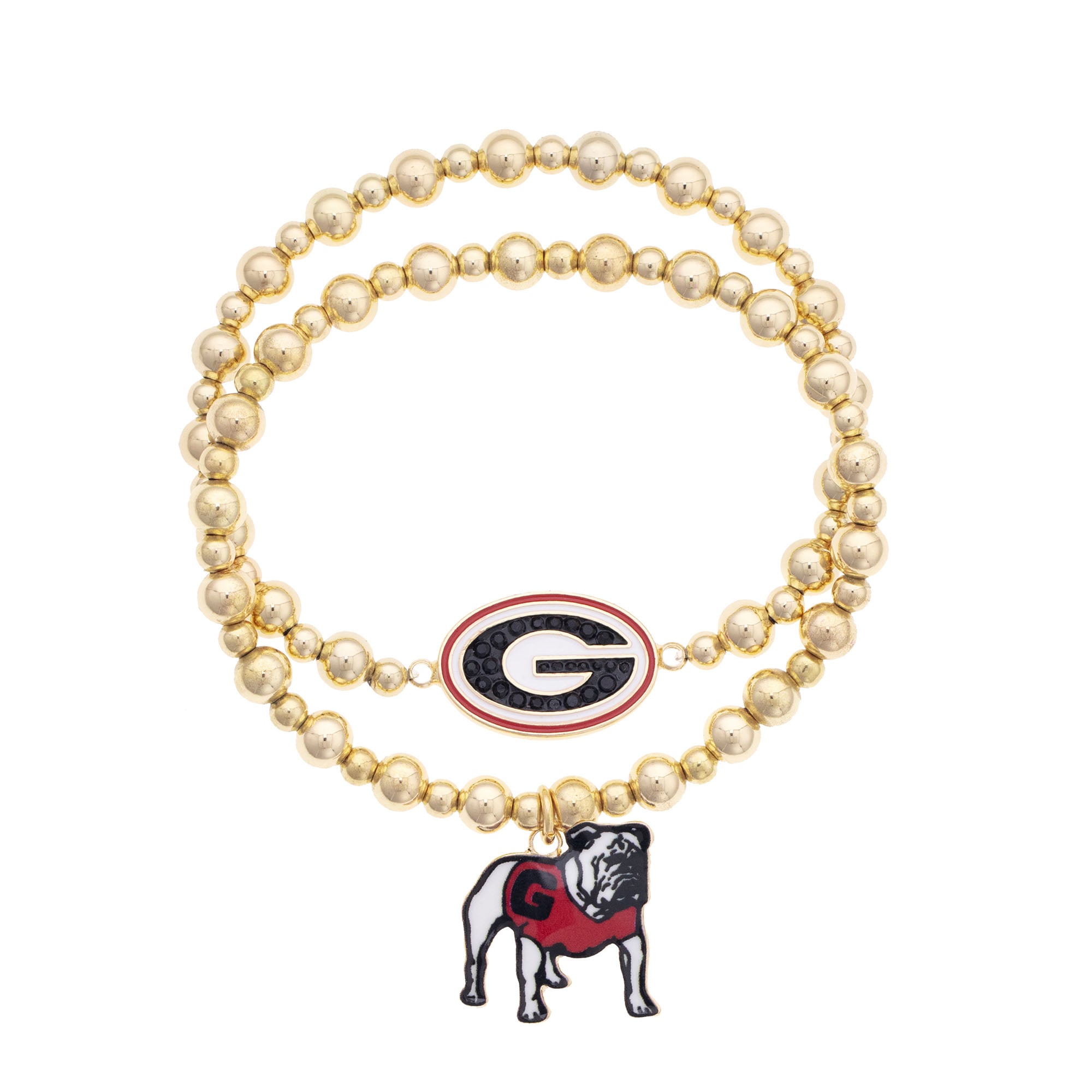 CANVAS Style Georgia Bulldogs Stretch Ball Bead Bracelet Set of Two