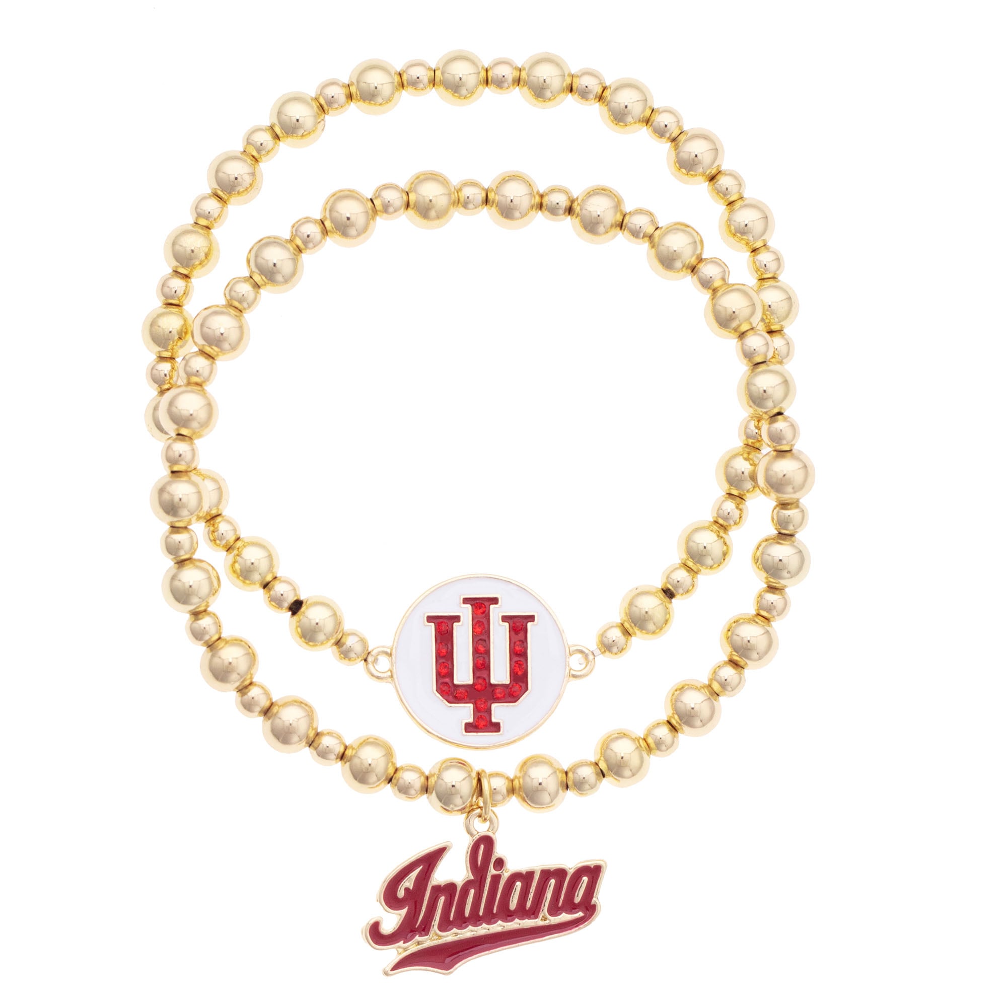CANVAS Style Indiana Hoosiers Stretch Ball Bead Bracelet Set of Two