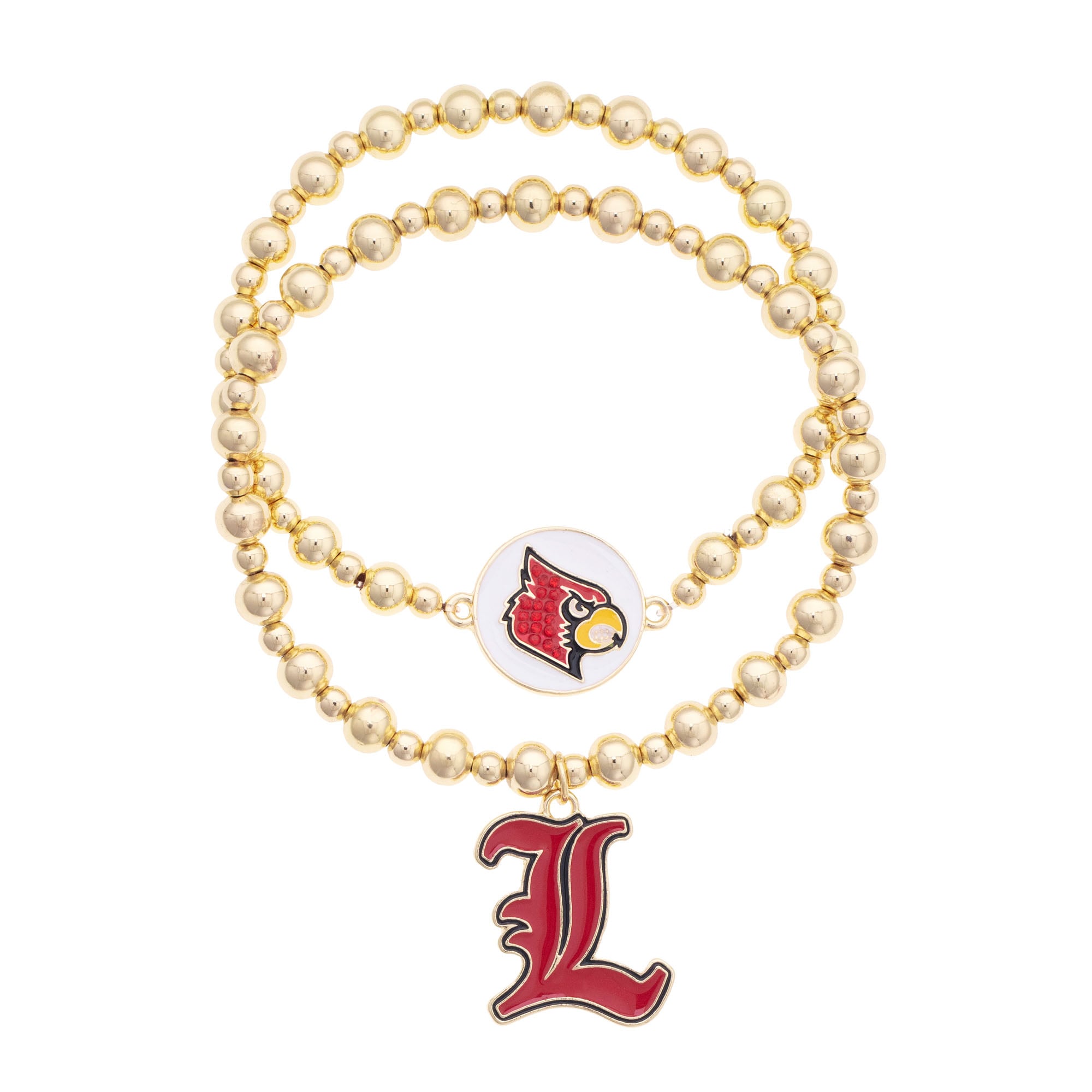 CANVAS Style Louisville Cardinals Stretch Ball Bead Bracelet Set of Two