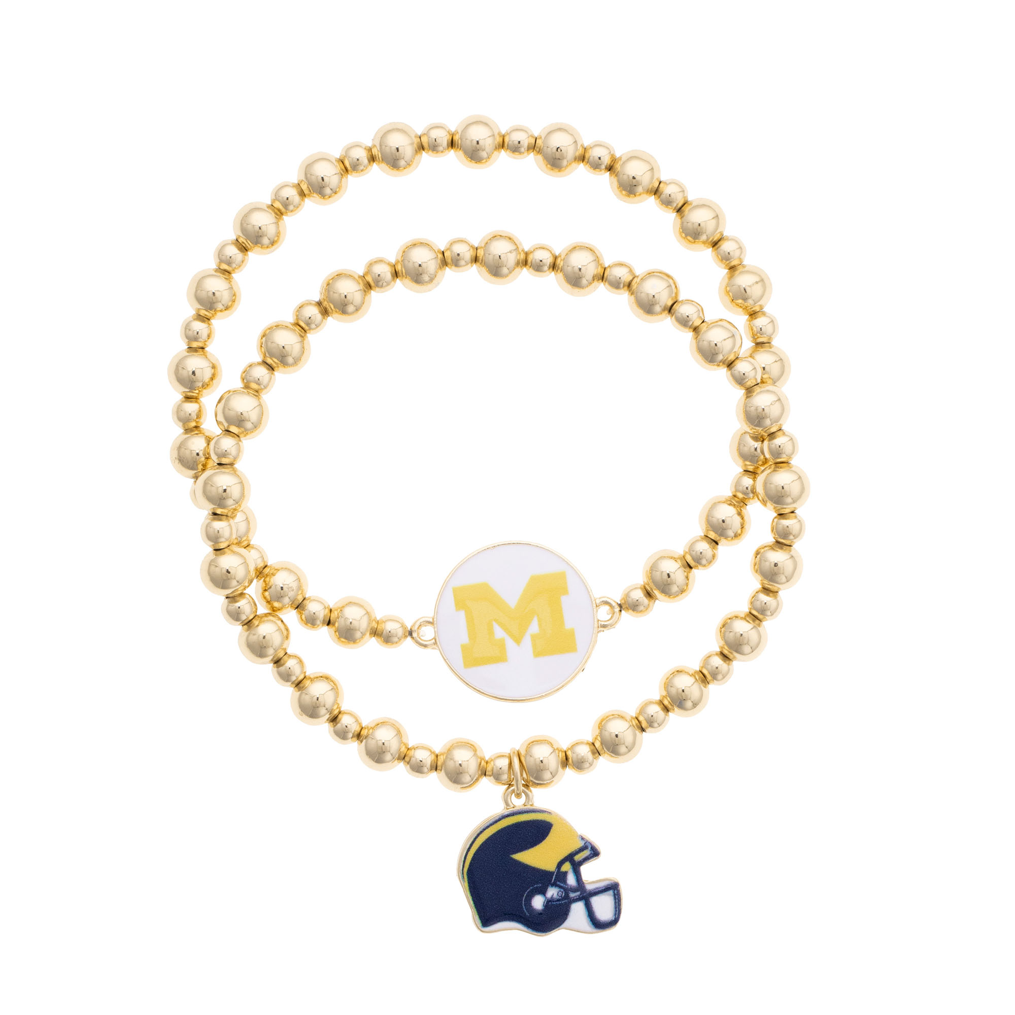 CANVAS Style Michigan Wolverines Stretch Ball Bead Bracelet Set of Two