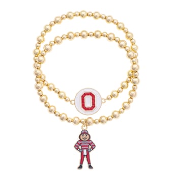 CANVAS Style Ohio State Buckeyes Stretch Ball Bead Bracelet Set of Two