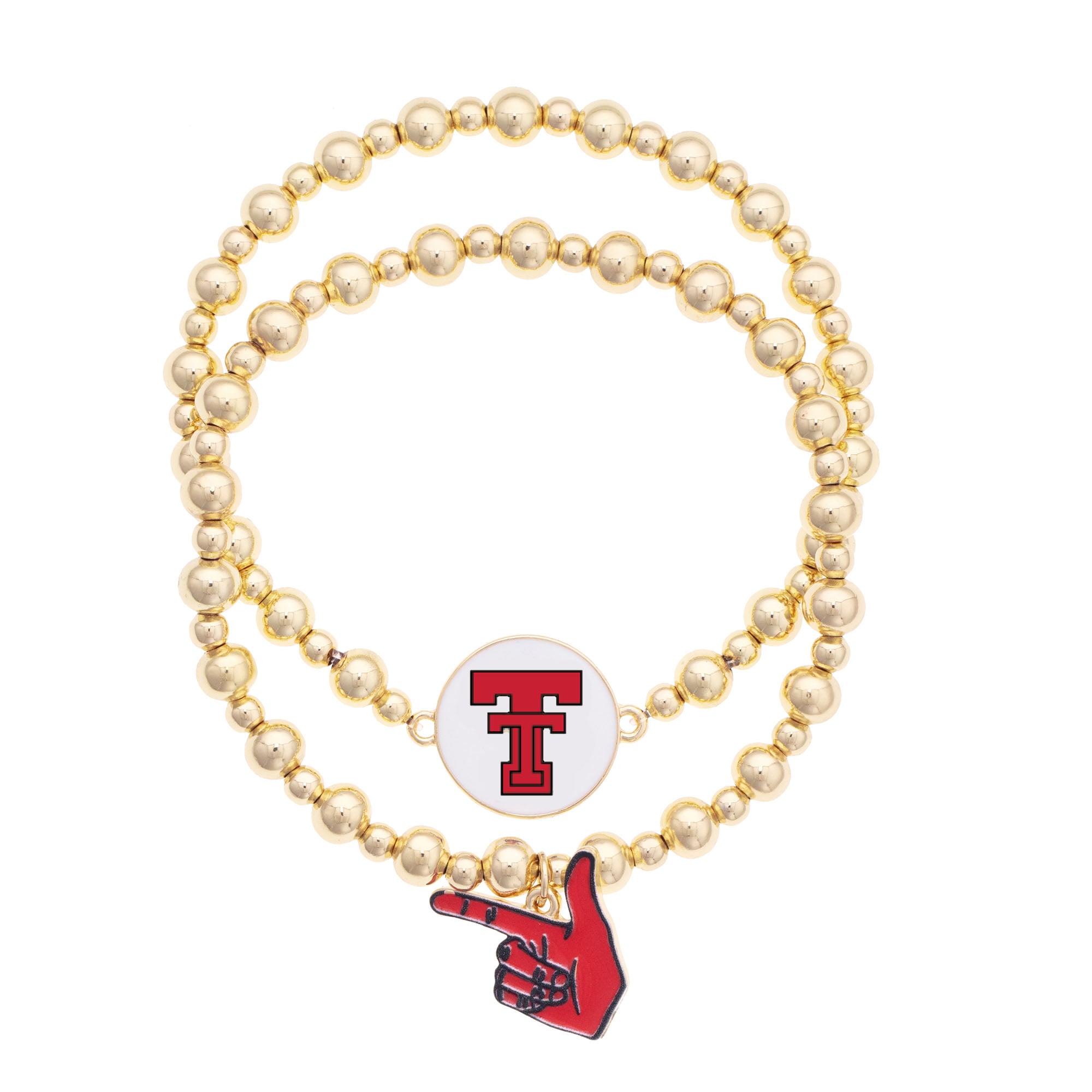 CANVAS Style Texas Tech Red Raiders Stretch Ball Bead Bracelet Set of Two