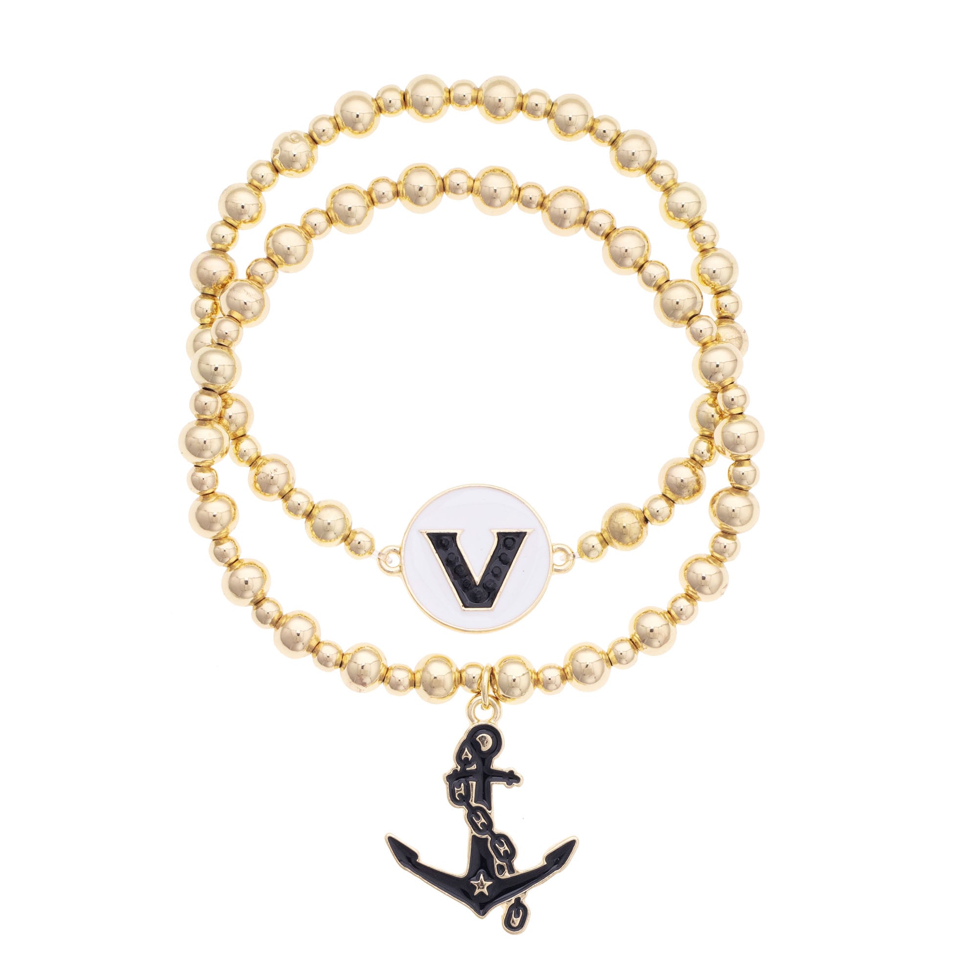 CANVAS Style Vanderbilt Commodores Stretch Ball Bead Bracelet Set of Two