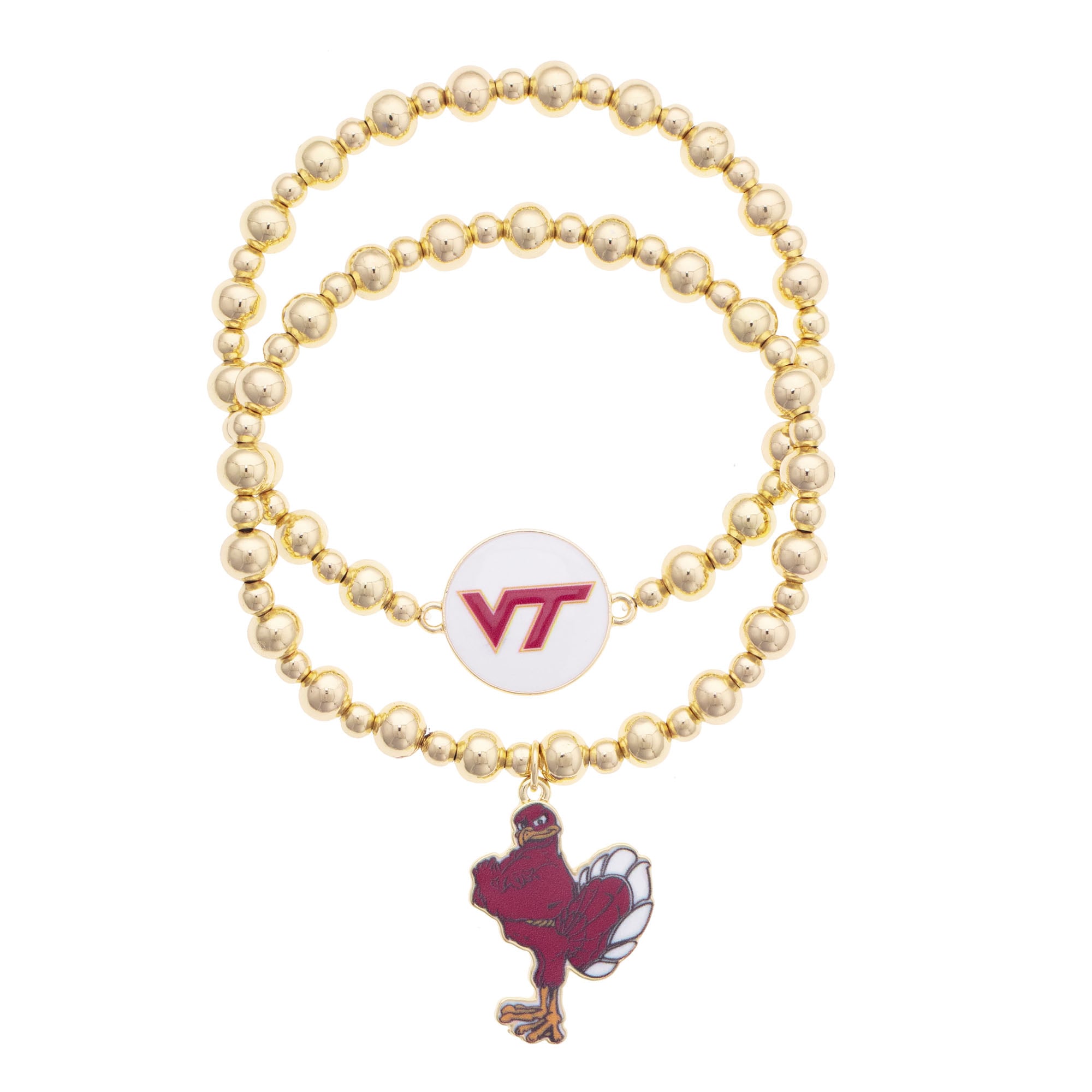 CANVAS Style Virginia Tech Hokies Stretch Ball Bead Bracelet Set of Two