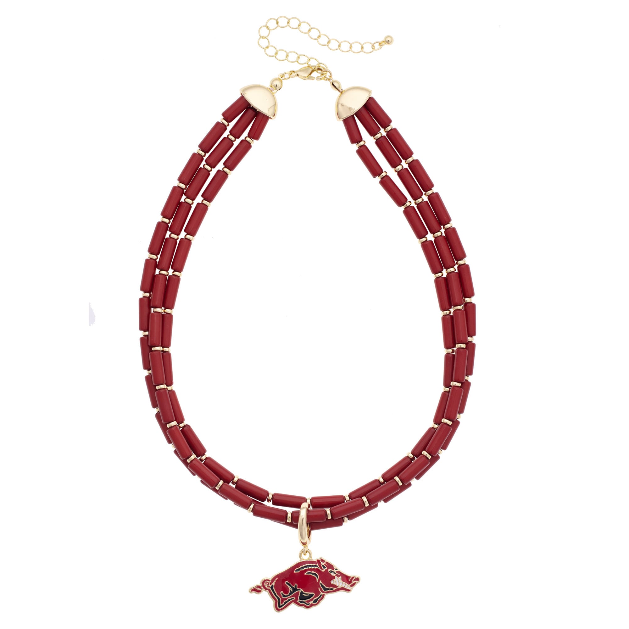 CANVAS Style Arkansas Razorbacks Three-Row Beaded Necklace
