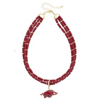 CANVAS Style Arkansas Razorbacks Three-Row Beaded Necklace