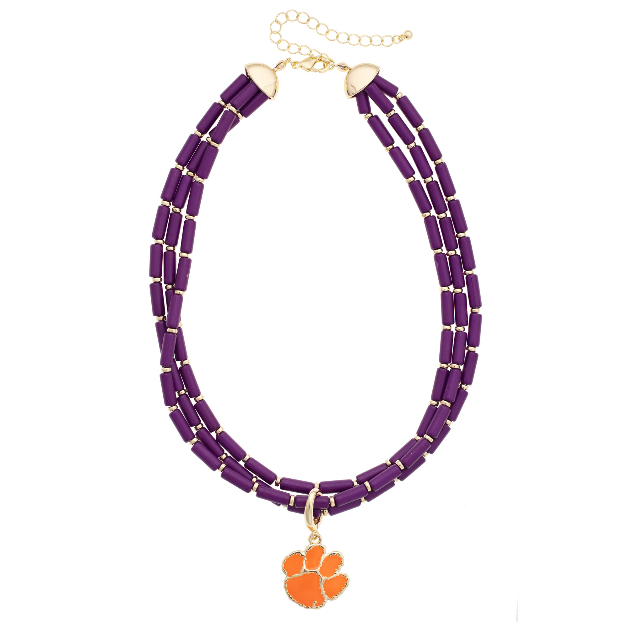 CANVAS Style Clemson Tigers Three-Row Beaded Necklace
