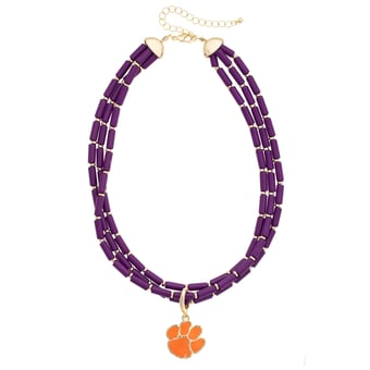 CANVAS Style Clemson Tigers Three-Row Beaded Necklace
