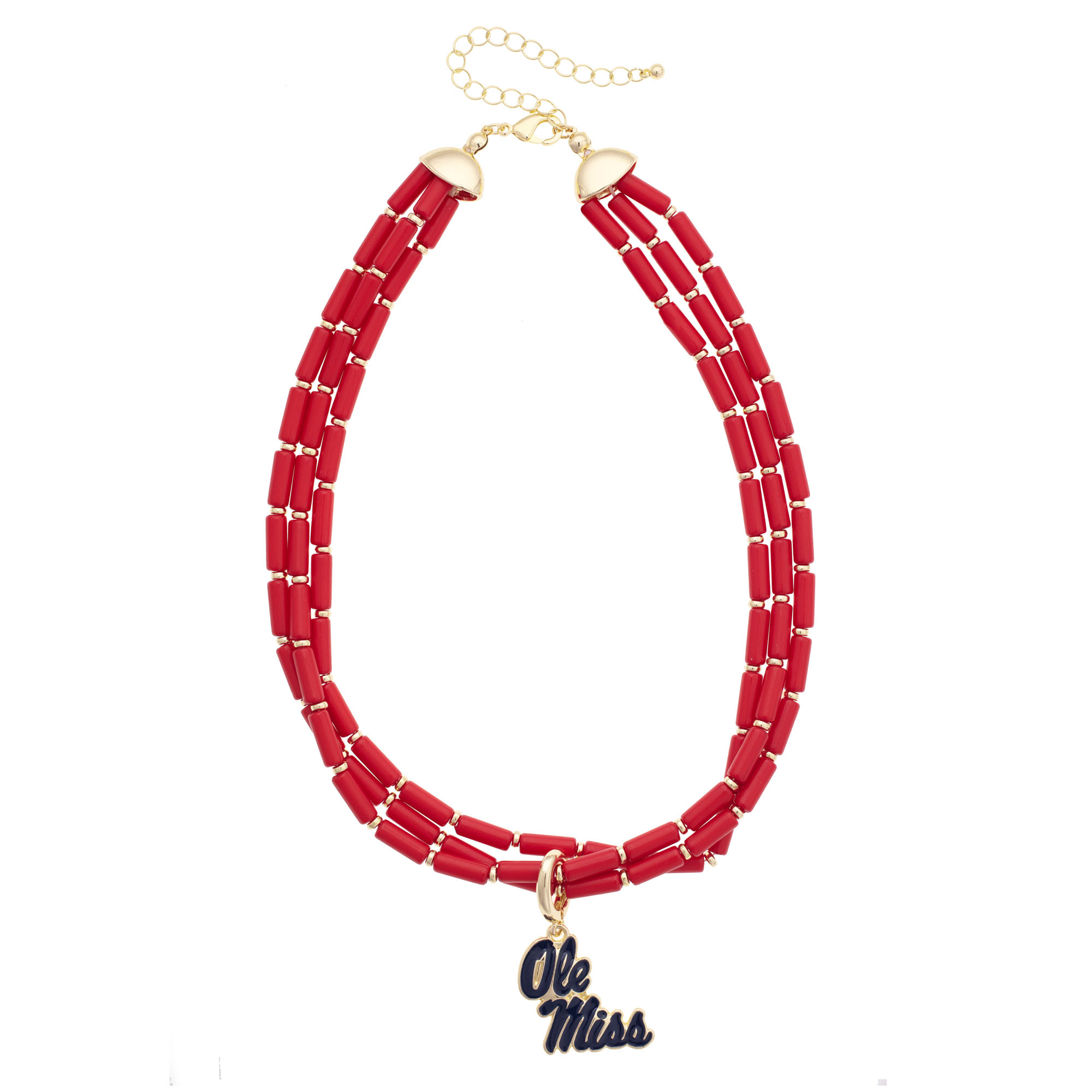 CANVAS Style Ole Miss Rebels Three-Row Beaded Necklace