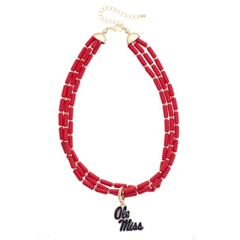 CANVAS Style Ole Miss Rebels Three-Row Beaded Necklace