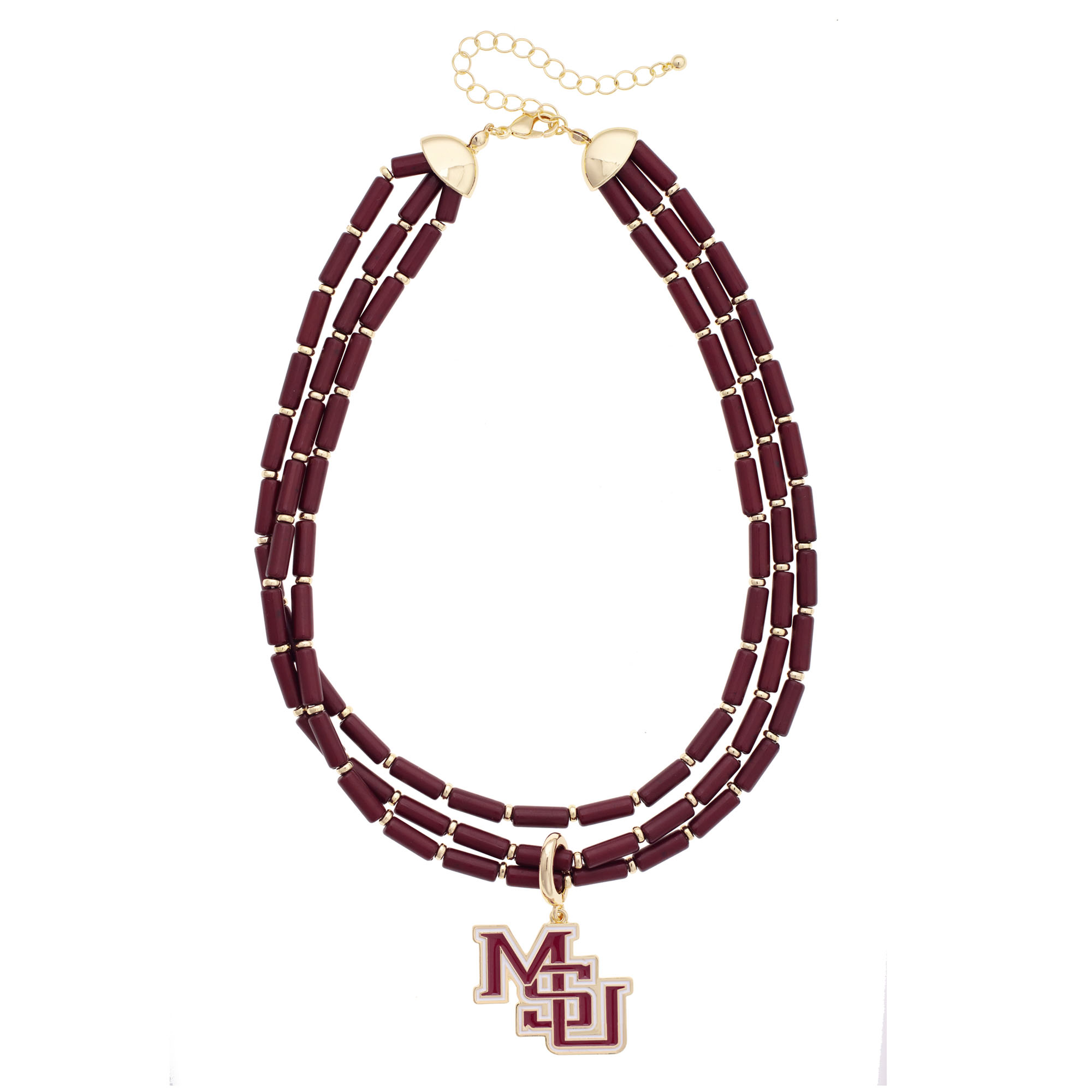 CANVAS Style Mississippi State Bulldogs Three-Row Beaded Necklace