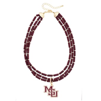 CANVAS Style Mississippi State Bulldogs Three-Row Beaded Necklace