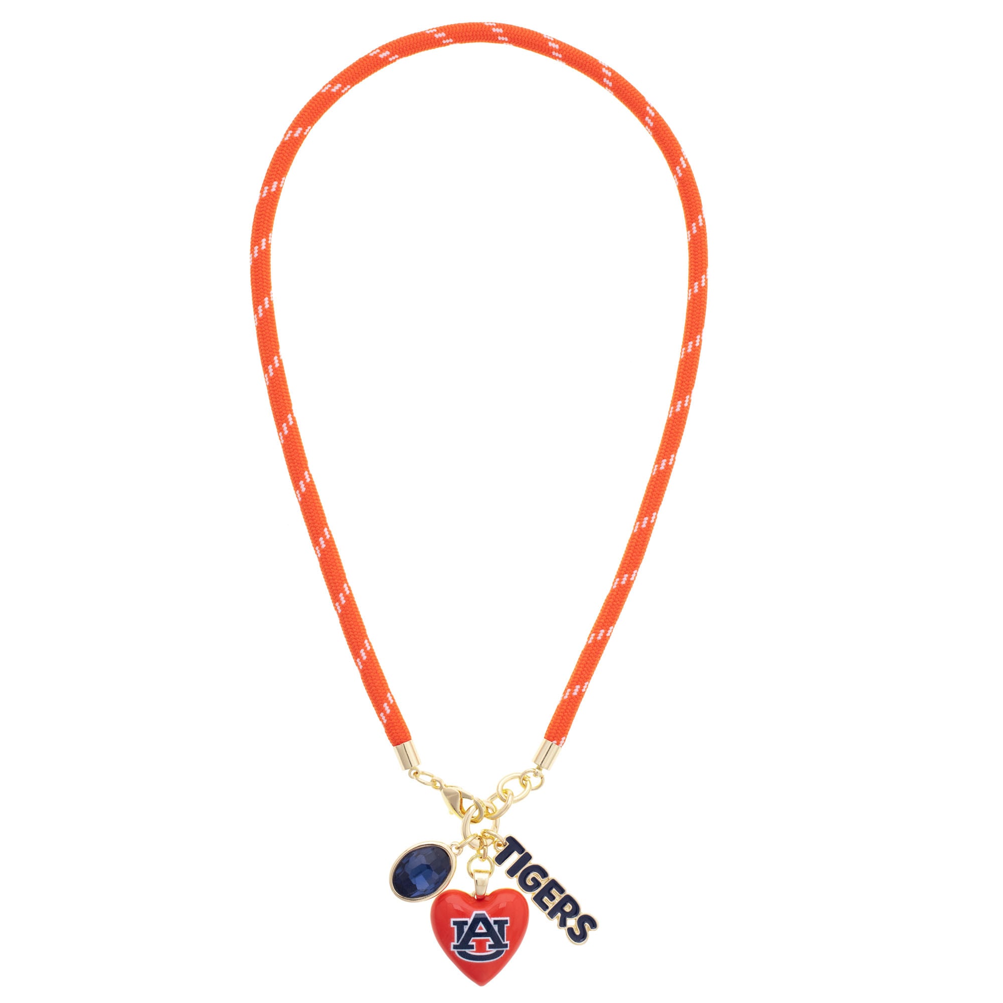 Women's CANVAS Style Auburn Tigers Heart Paracord Necklace