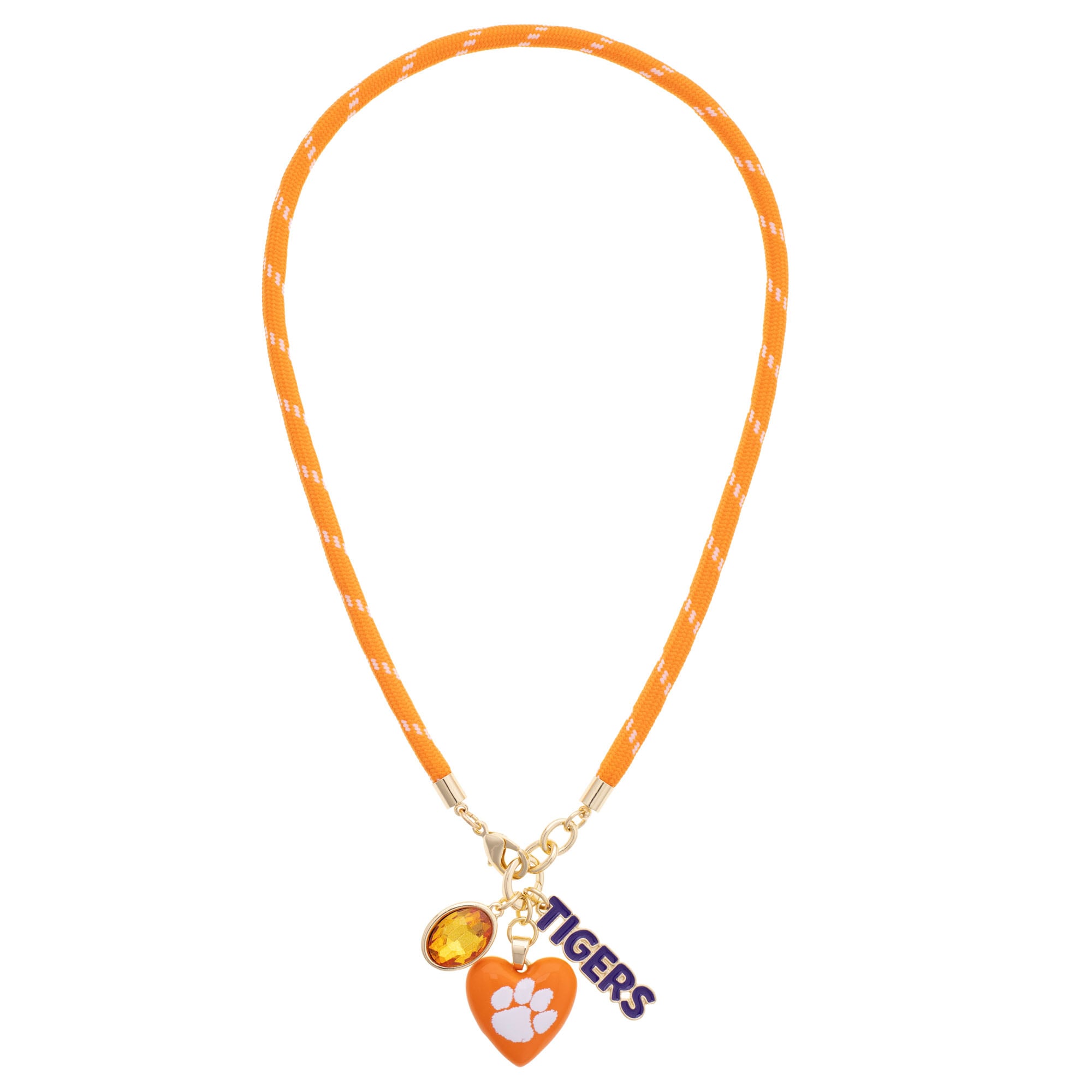 Women's CANVAS Style Clemson Tigers Heart Paracord Necklace