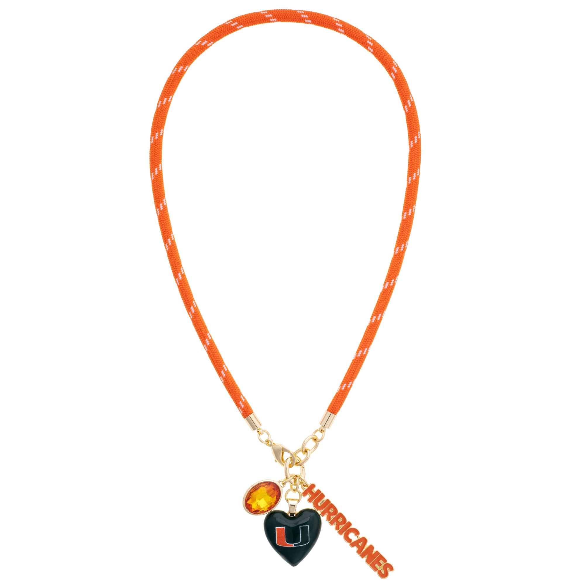 Women's CANVAS Style Miami Hurricanes Heart Paracord Necklace