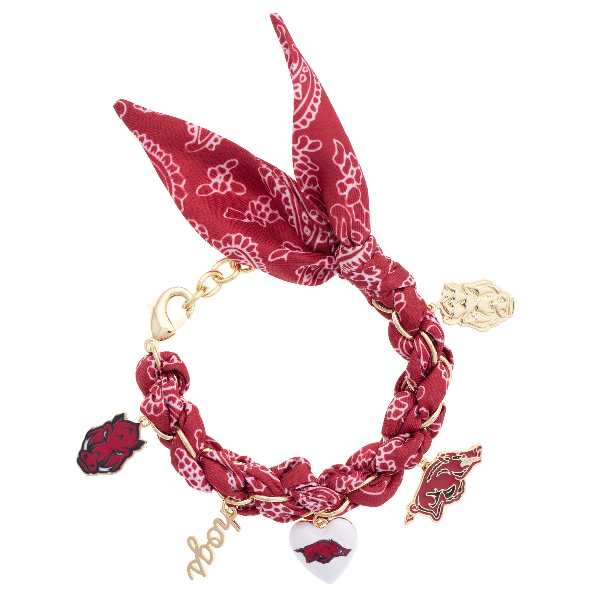 Women's CANVAS Style Arkansas Razorbacks Bandana Charm Bracelet
