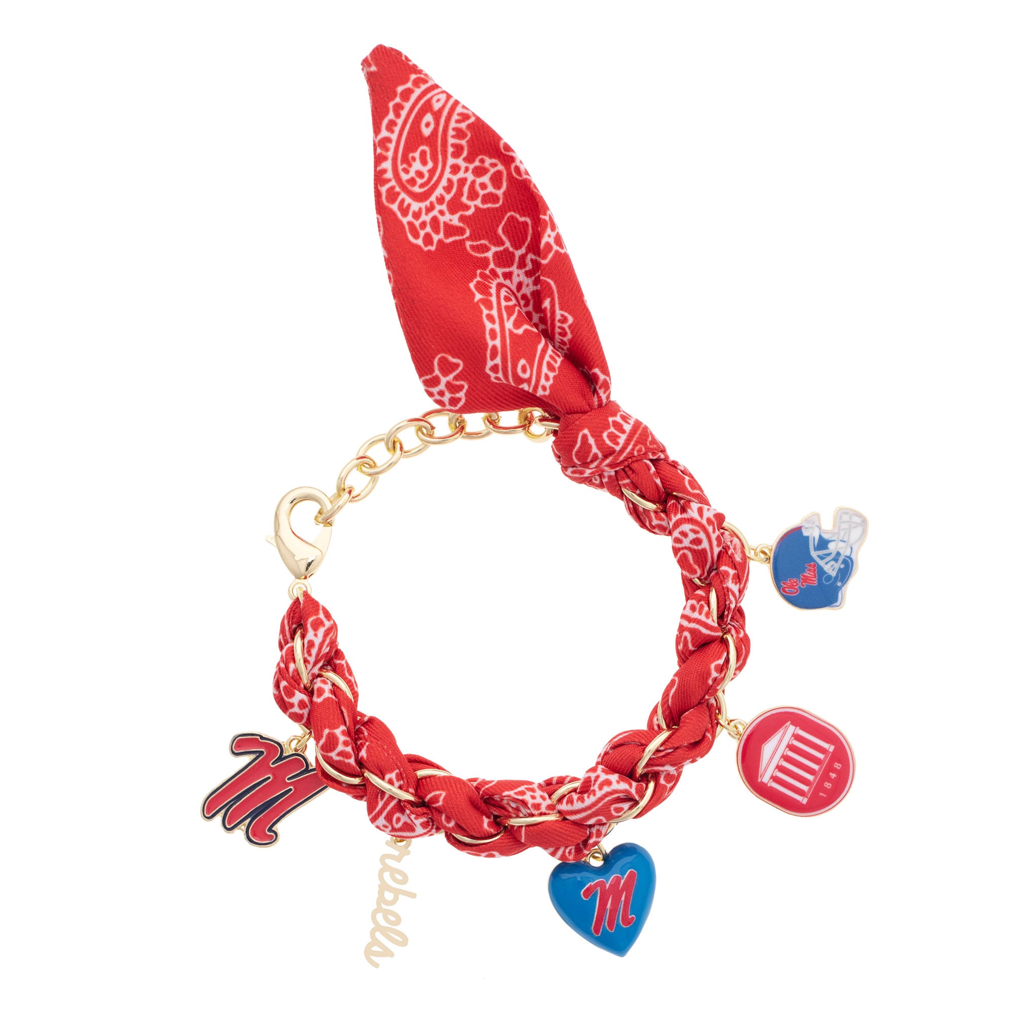 Women's CANVAS Style Ole Miss Rebels Bandana Charm Bracelet
