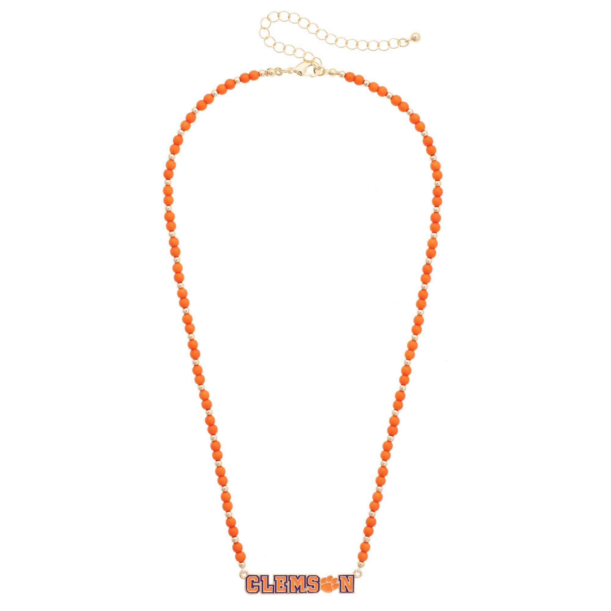 Women's CANVAS Style Clemson Tigers Beaded Spirit Necklace