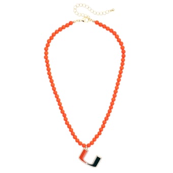 Women's CANVAS Style Miami Hurricanes Beaded Logo Necklace