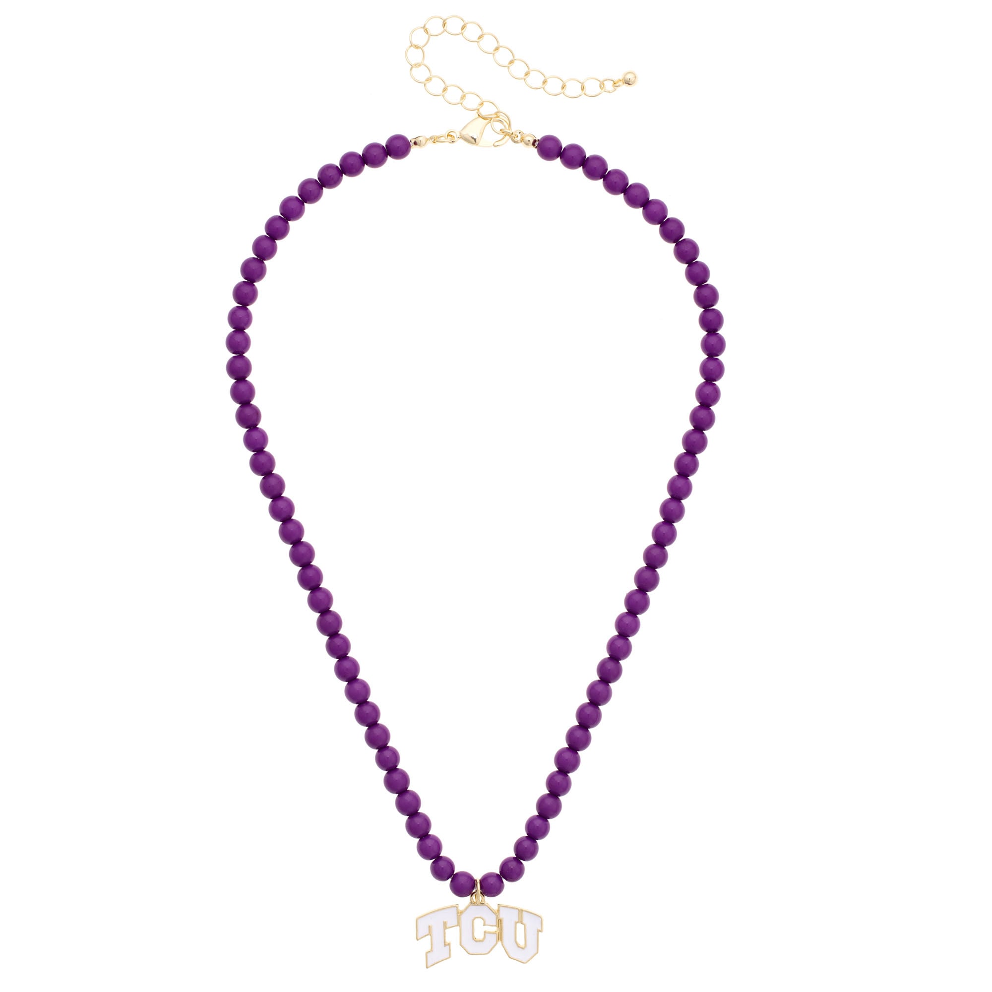 Women's CANVAS Style TCU Horned Frogs Beaded Logo Necklace