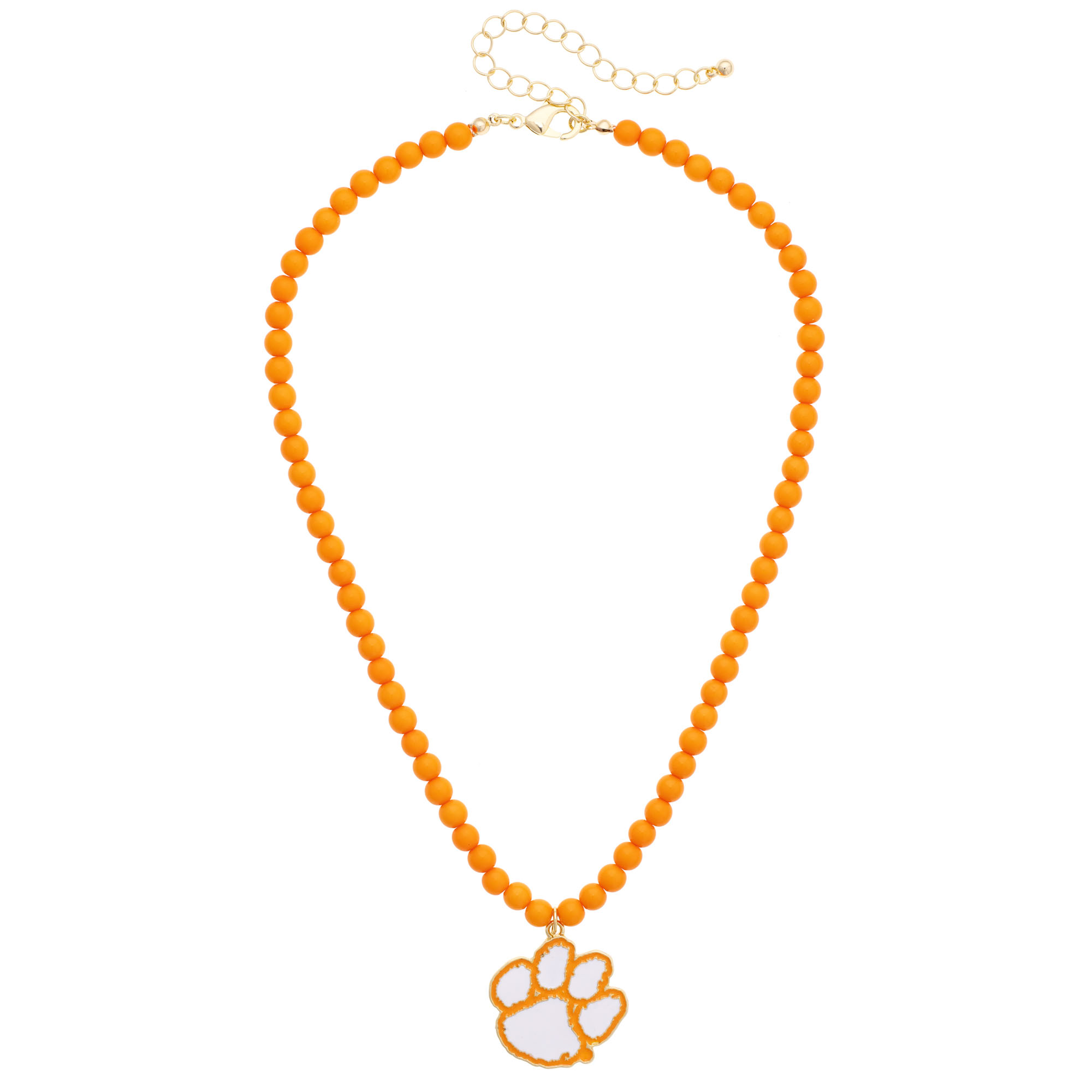Women's CANVAS Style Clemson Tigers Beaded Logo Necklace