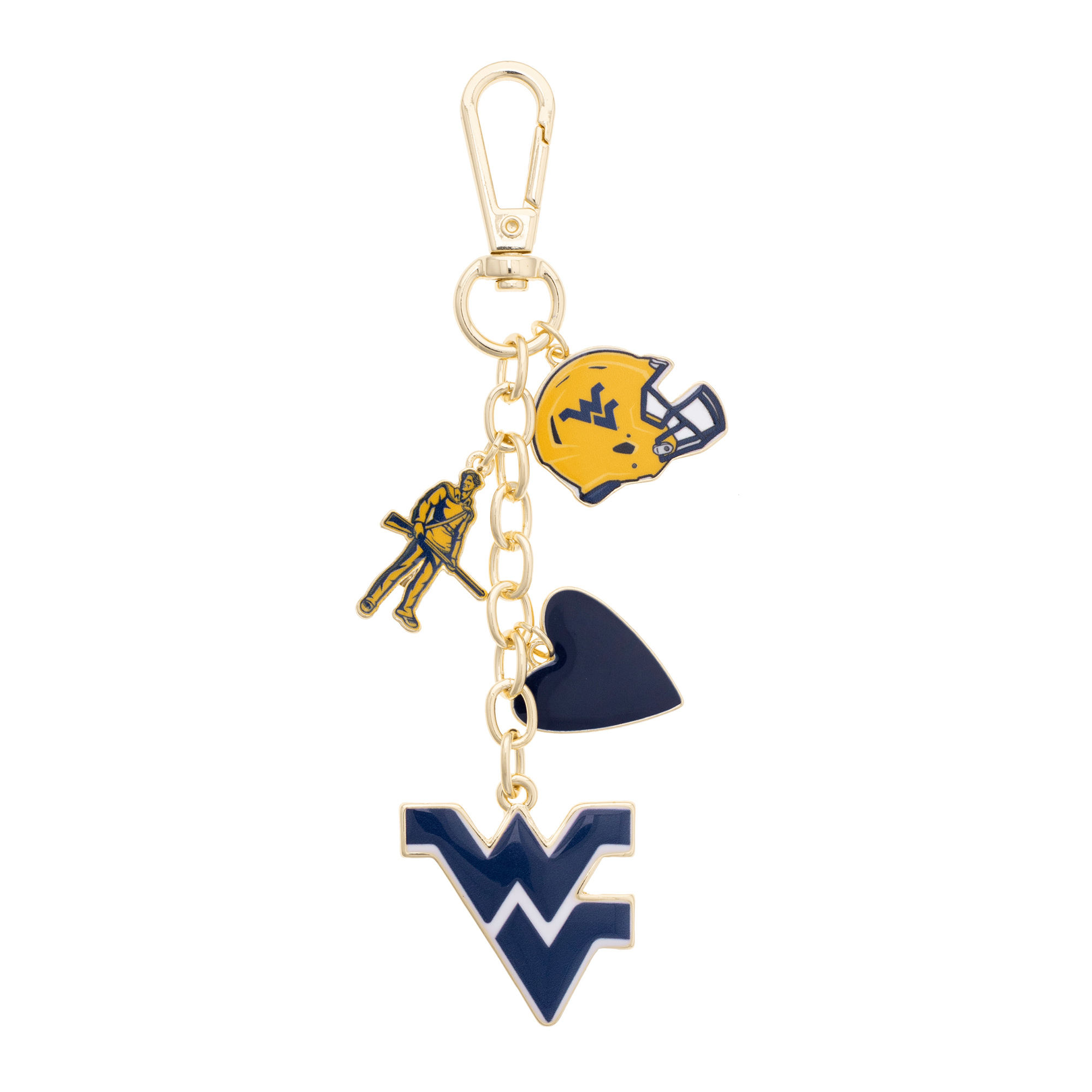 CANVAS Style West Virginia Mountaineers Heart Cluster Bag Charm