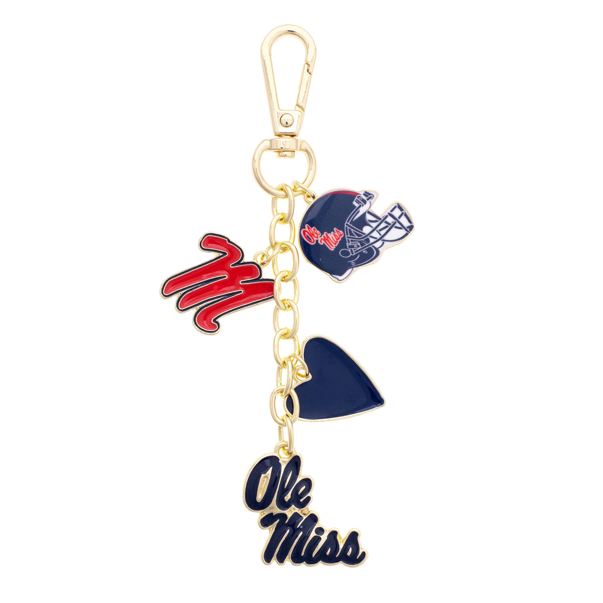 CANVAS Style Ole Miss Rebels Heart Cluster Bag Charm
