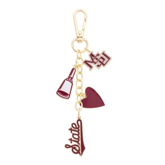 CANVAS Style Mississippi State Bulldogs Heart Cluster Bag Charm