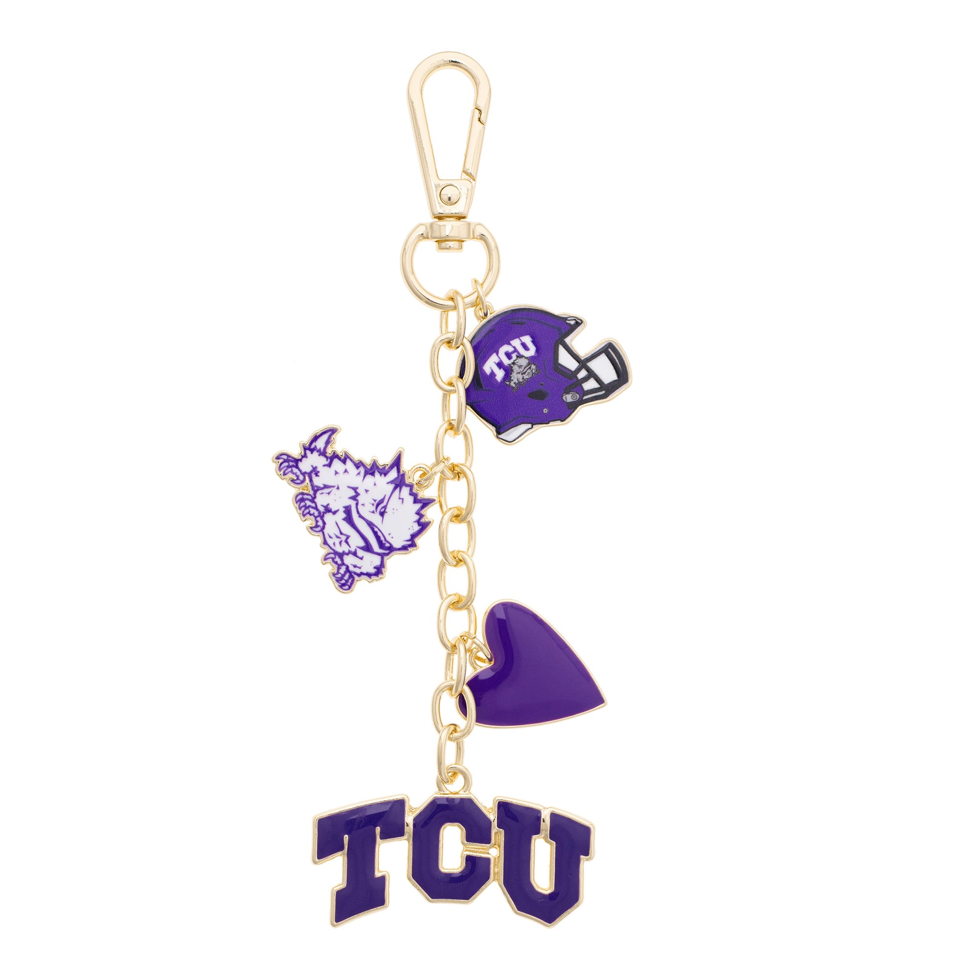 CANVAS Style TCU Horned Frogs Heart Cluster Bag Charm